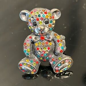 Colorful Rhinestone Teddy Bear Ring